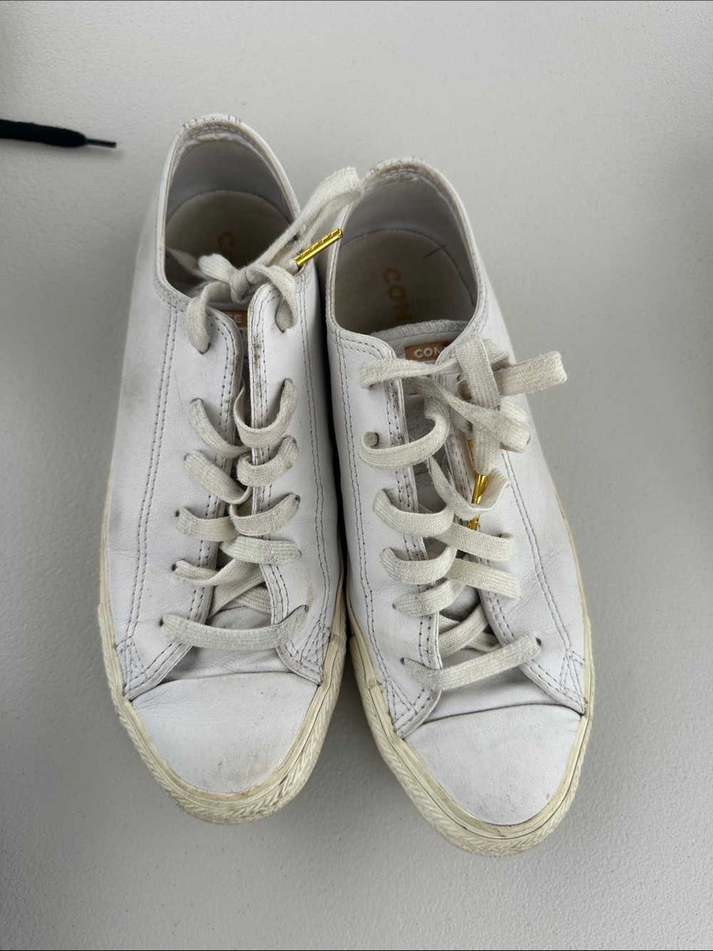 Converse Off-White Low-Top Sneakers with Gold Aglets